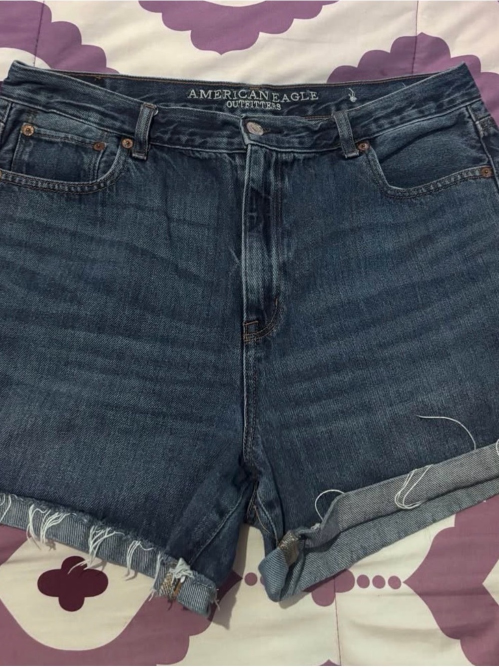 American Eagle Outfitters dark indigo denim cutoff shorts